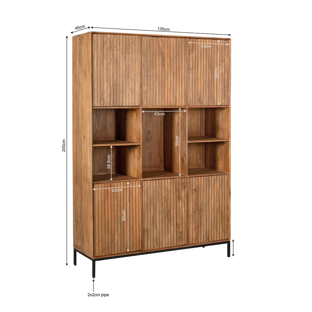 Vakkenkast Madison | 6 Deuren | Mangohout Natural