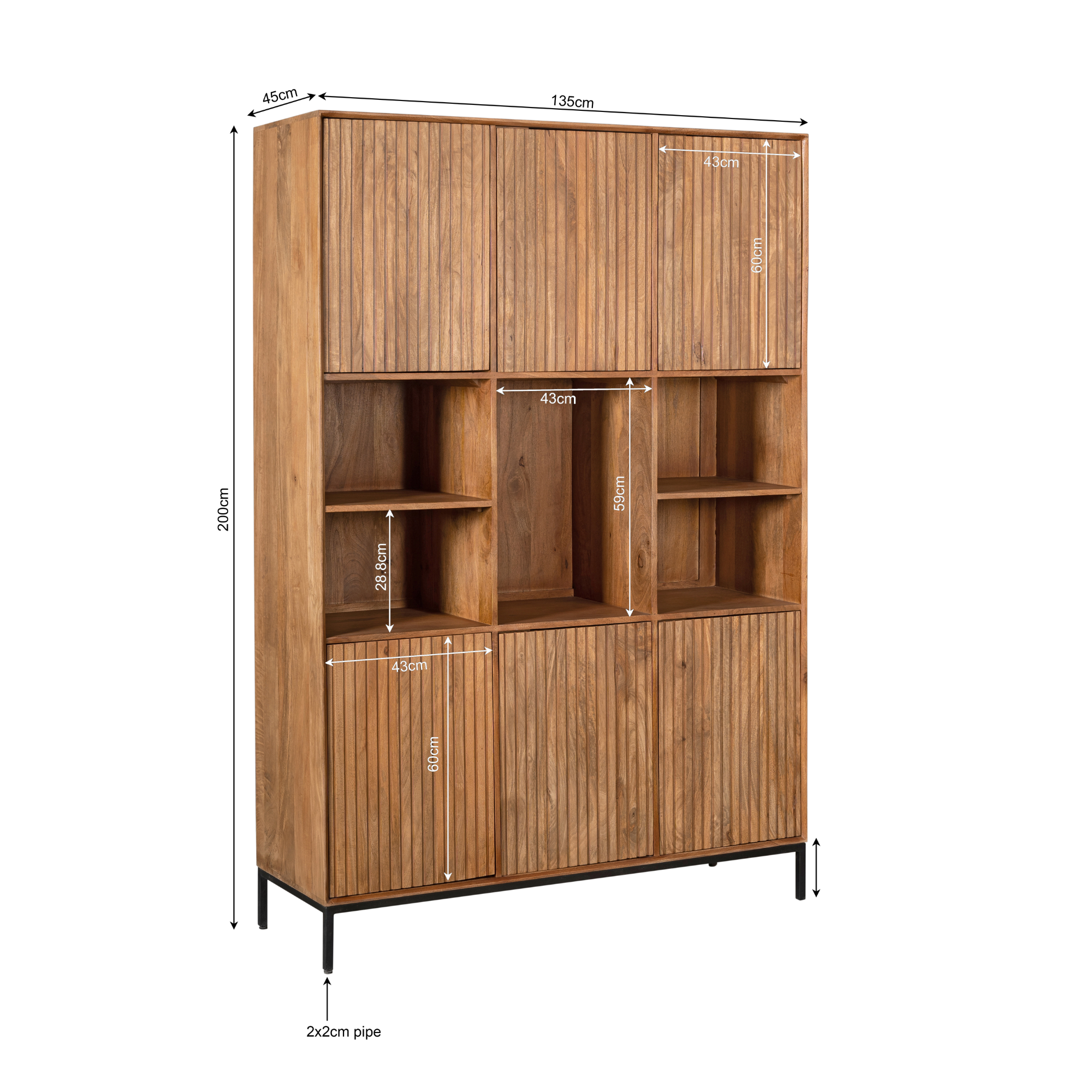 Vakkenkast Madison | 6 Deuren | Mangohout Natural