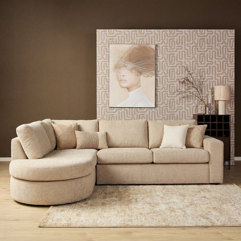 MySofa Alma hoekbank roze 2,5-zits + divan rechts