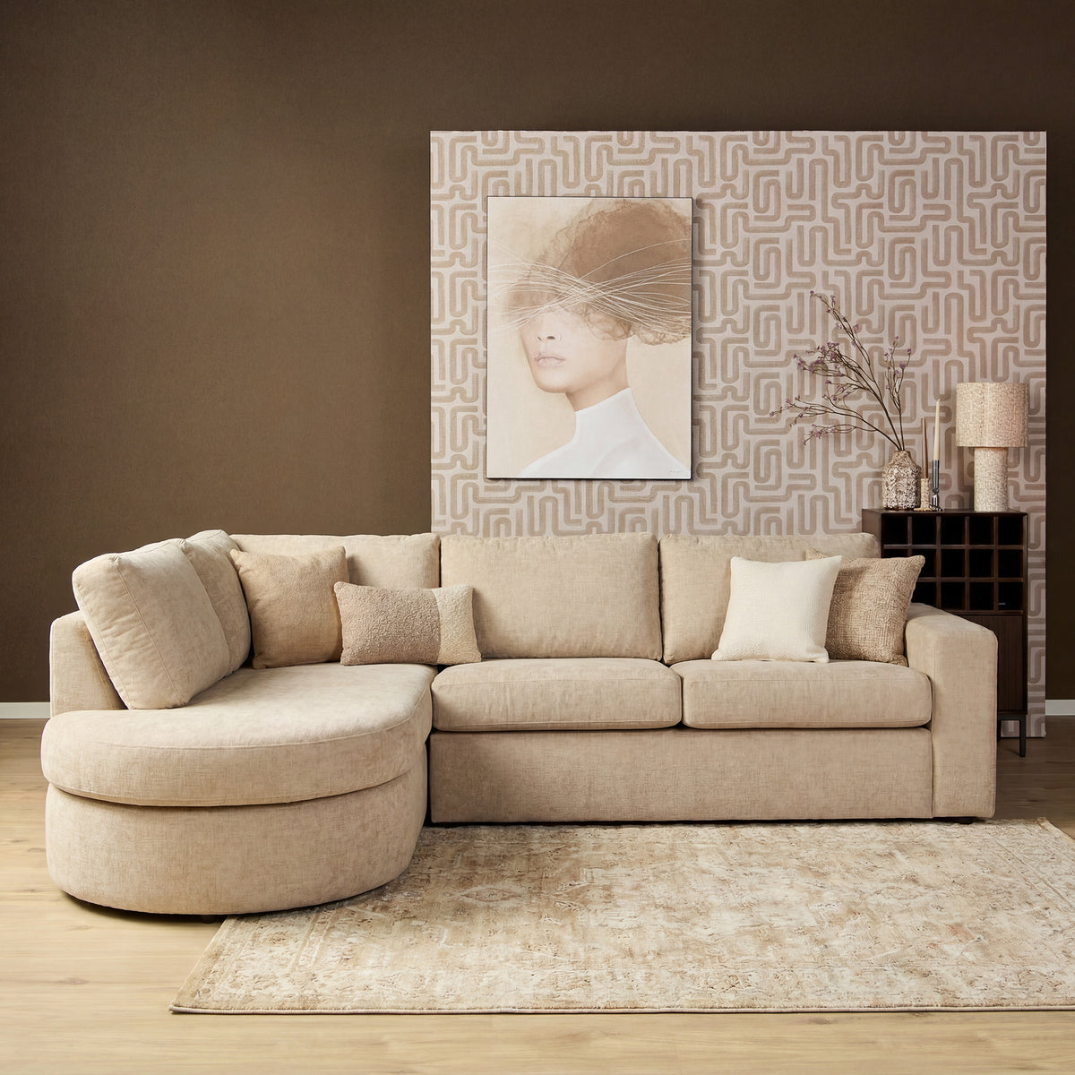 MySofa Alma hoekbank roze 2,5-zits + divan rechts