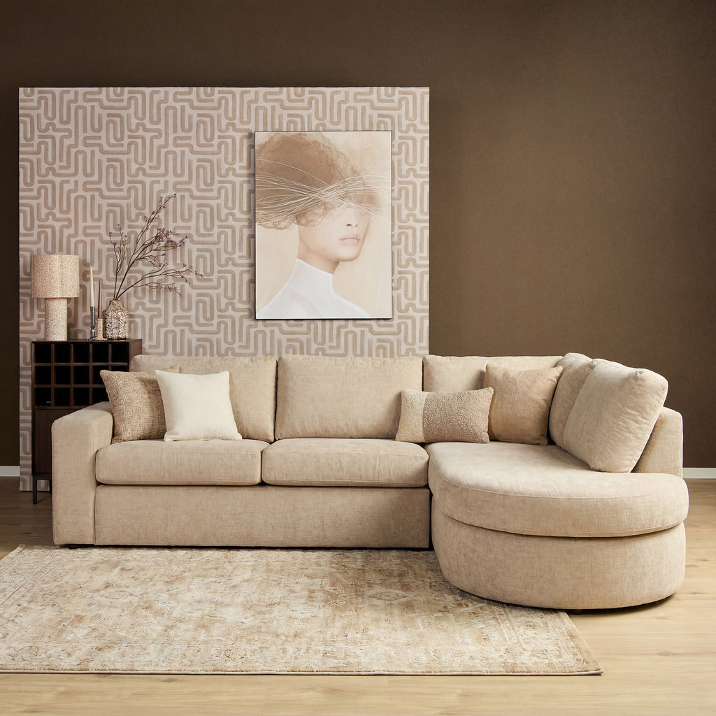 MySofa Alma hoekbank roze 2,5-zits + divan rechts