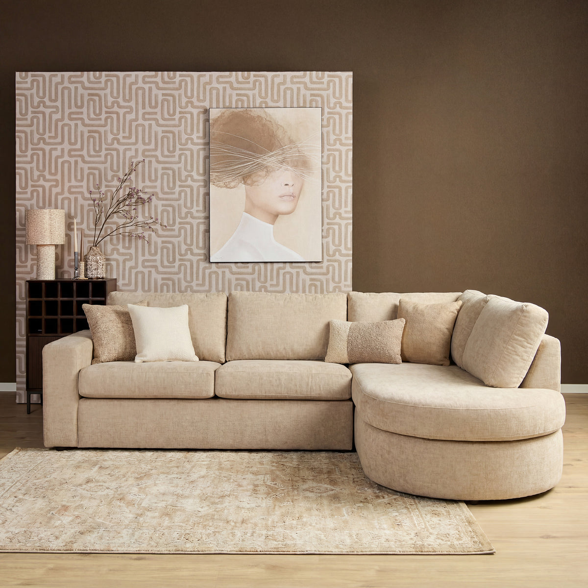MySofa Alma hoekbank roze 2,5-zits + divan rechts