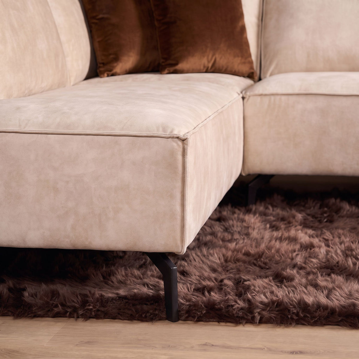 MySofa Floris | Divan links + 2,5-zits | Beige fluweel