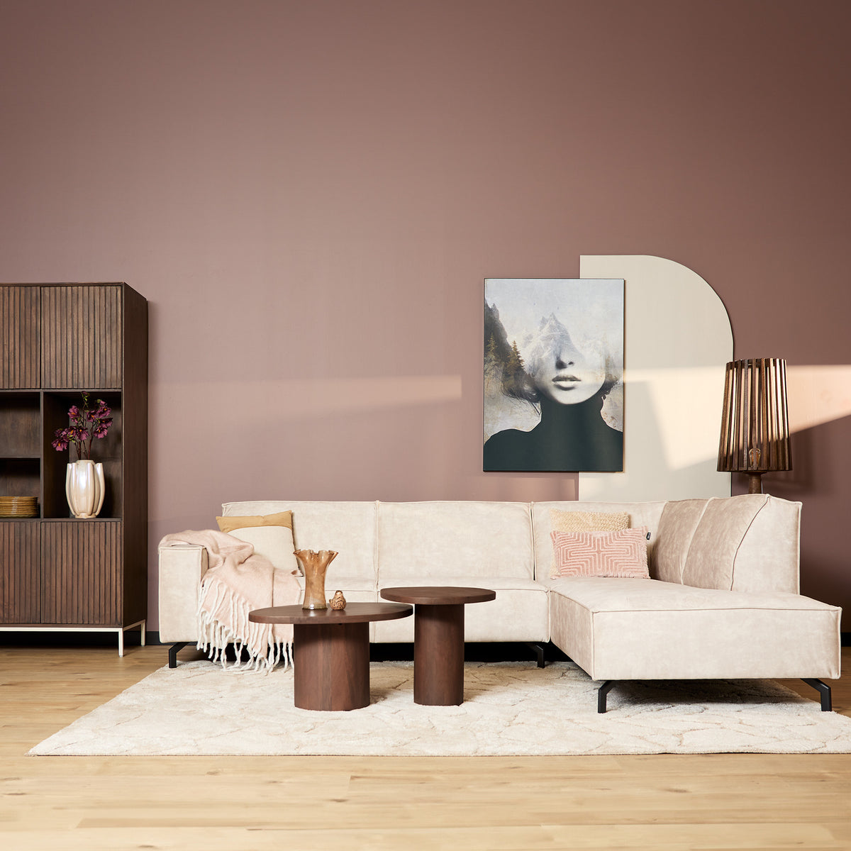 MySofa Floris| 2,5 zits + divan rechts | fluweel beige