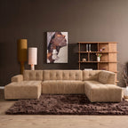 MySofa Ruby U-bank camel lounge links + 2,5-zits + ottomane rechts