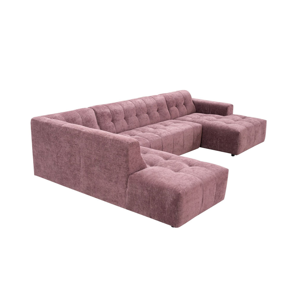 MySofa Ruby U-bank paars ottomane links + 2,5-zits + lounge rechts