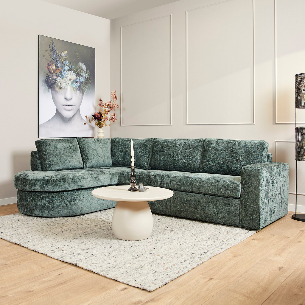 Hoekbank Alma | 2,5-Zits met Divan | Trenza 21 Groen