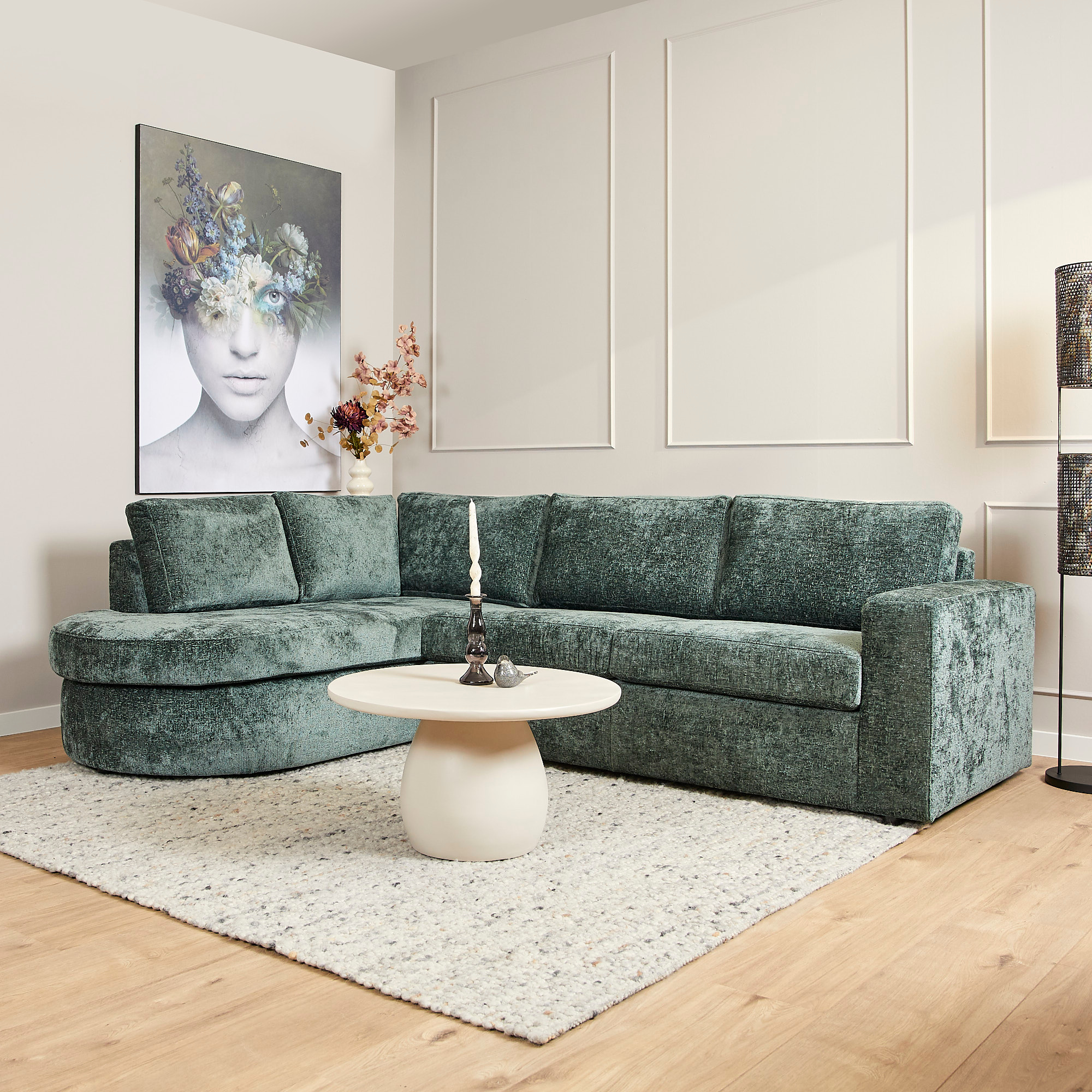 Hoekbank Alma | 2,5-Zits met Divan | Trenza 21 Groen