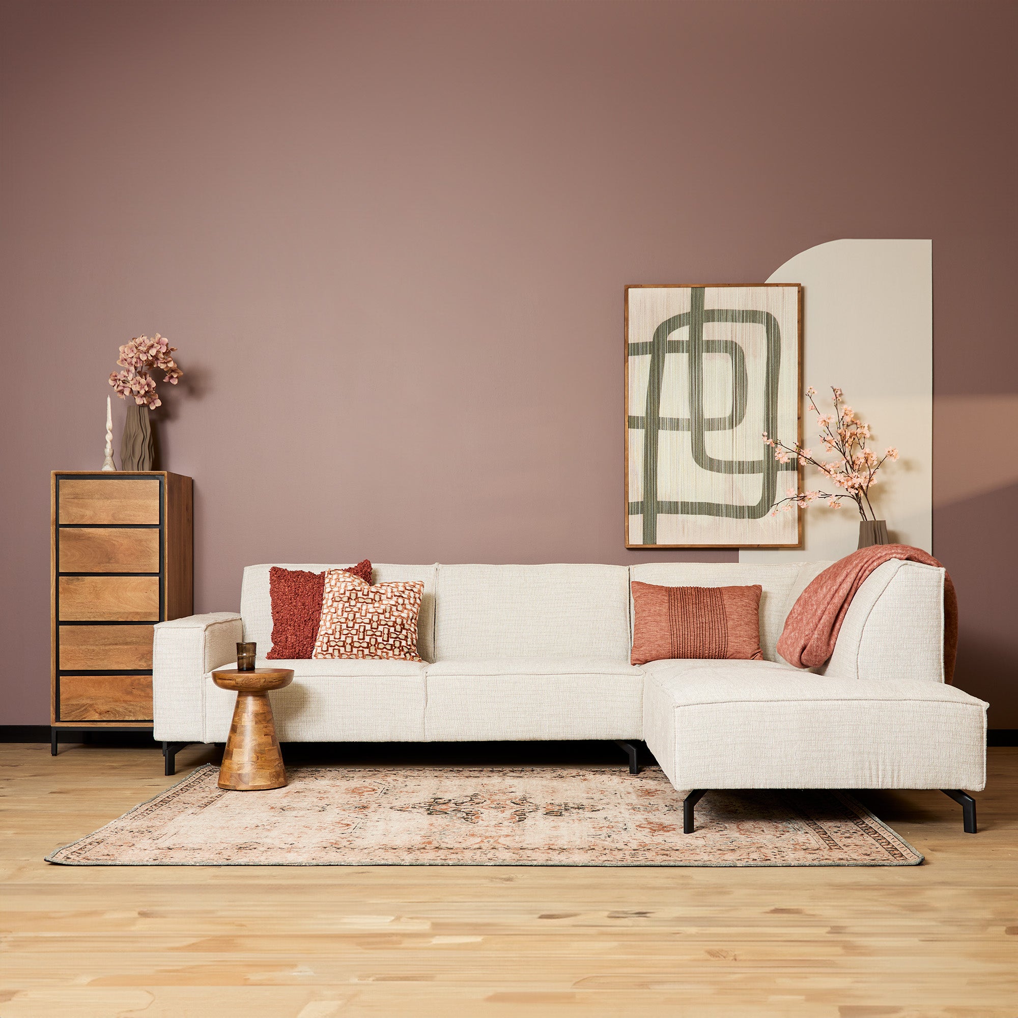 Hoekbank Floris | 2,5-zits | Divan Rechts | Greige