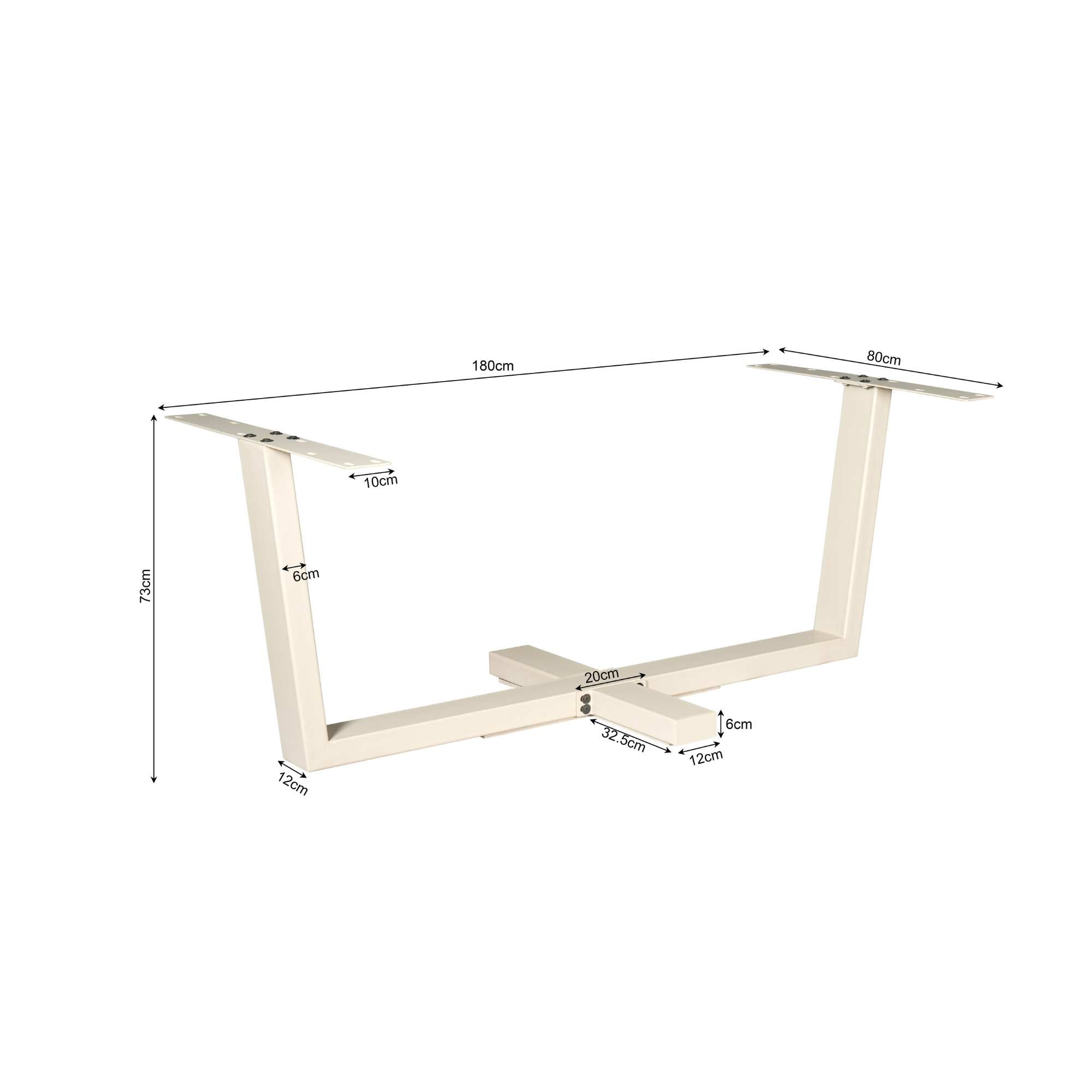 Tafelonderstel Kruispoot | Sand finish | Metaal