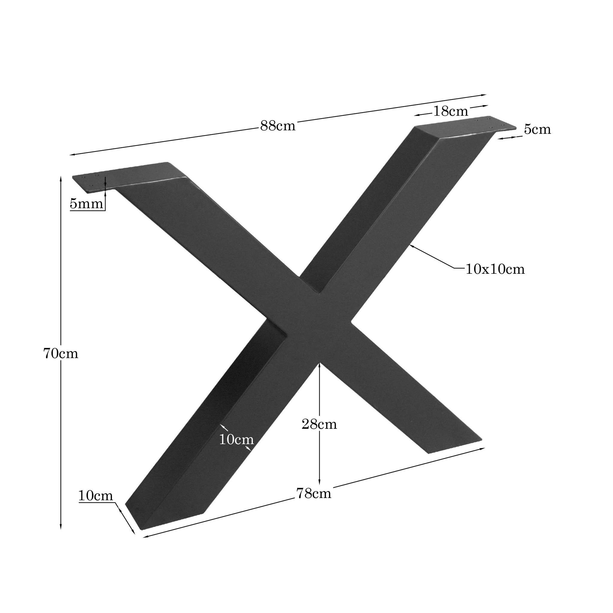 X-poot Metalen poot | Zwart | 88x10x70 cm