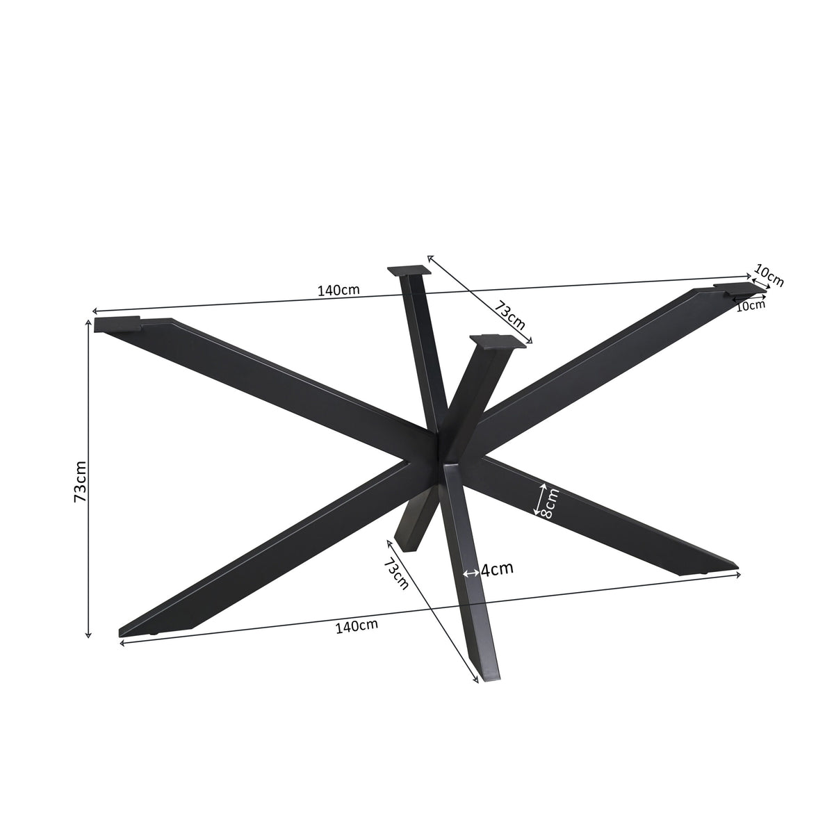 Matrixpoot zwart ovaal/rechthoek 140 cm koker 4x8 cm