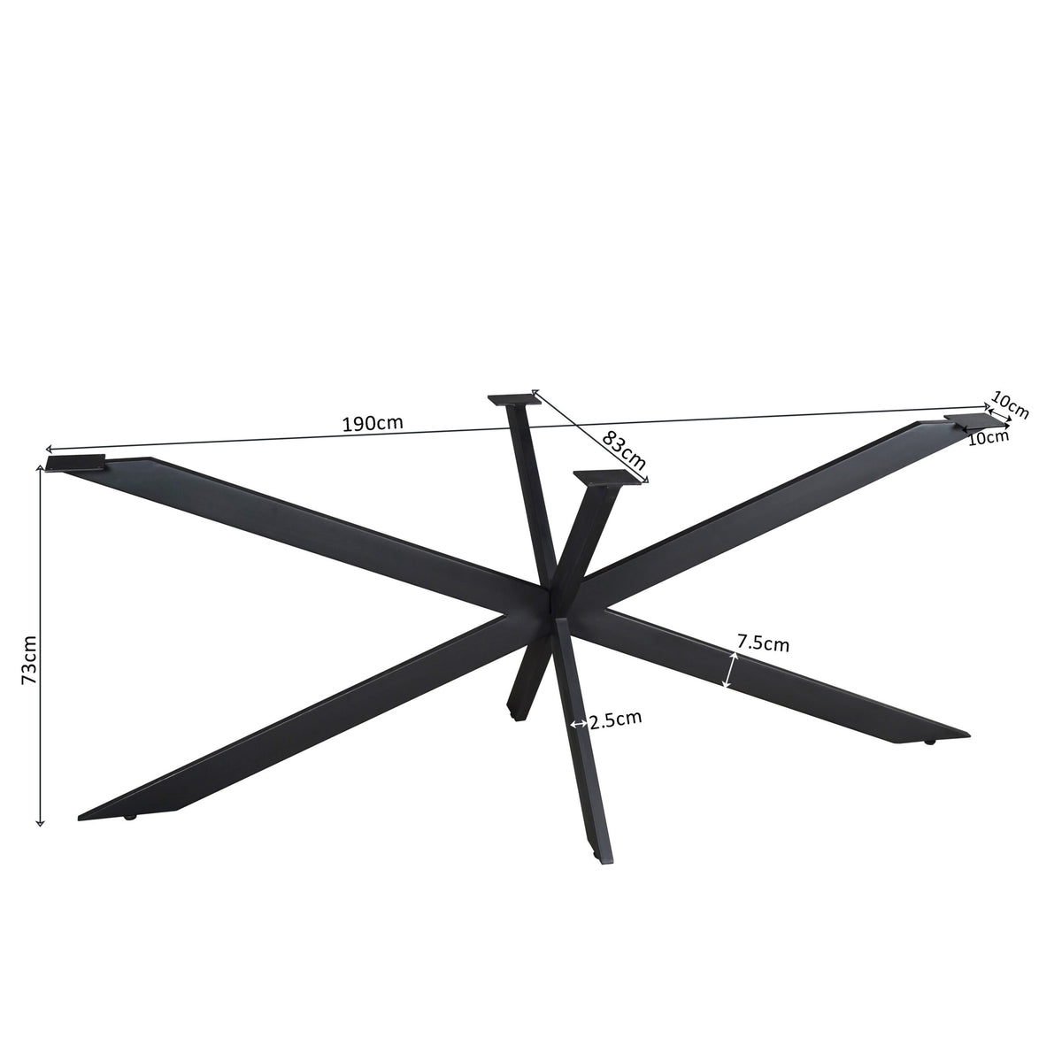 Matrixpoot Zwart Ovaal/Rechthoek 190 cm Koker 2,5x7,5 cm
