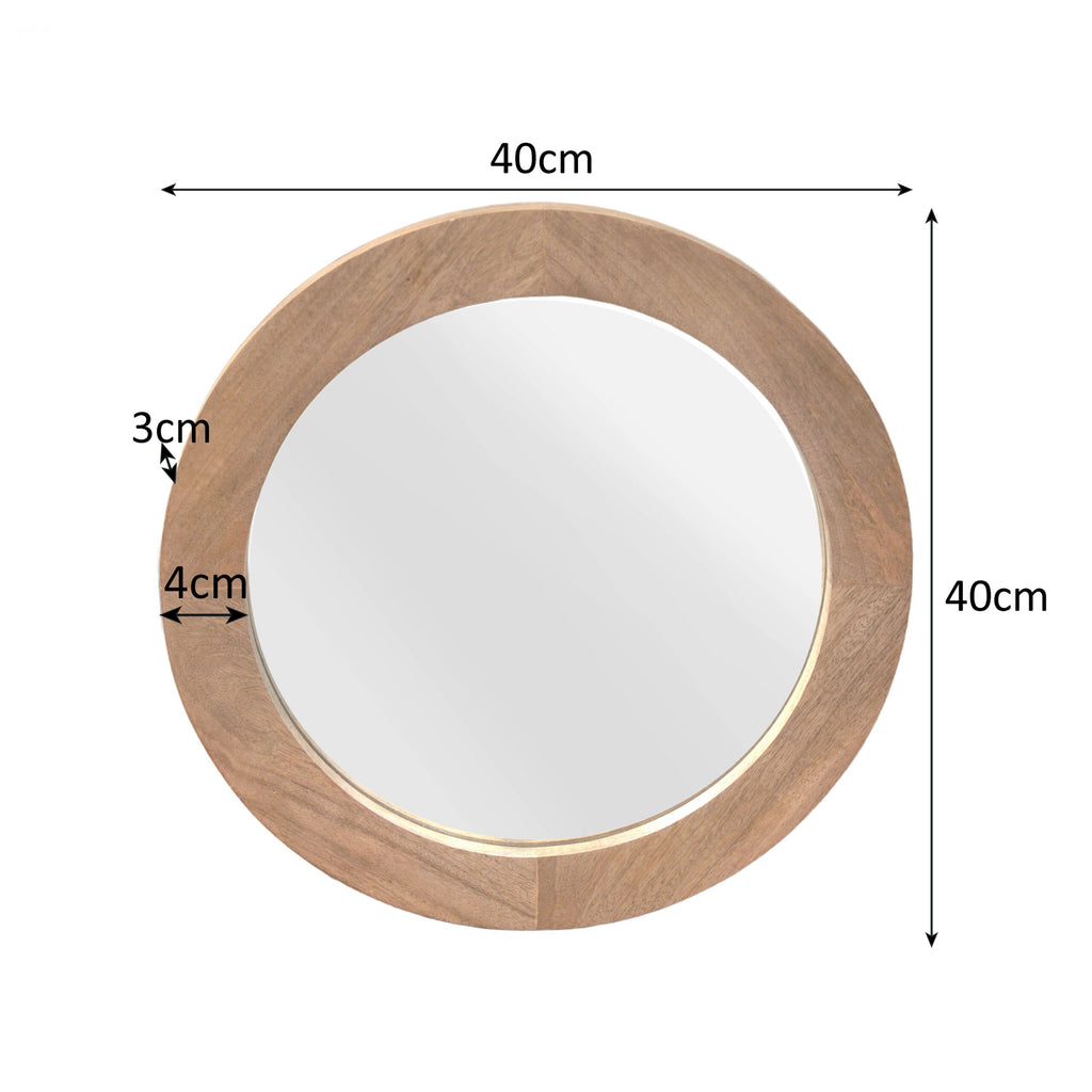 Ronde spiegel Dide naturel mangohout 40 cm