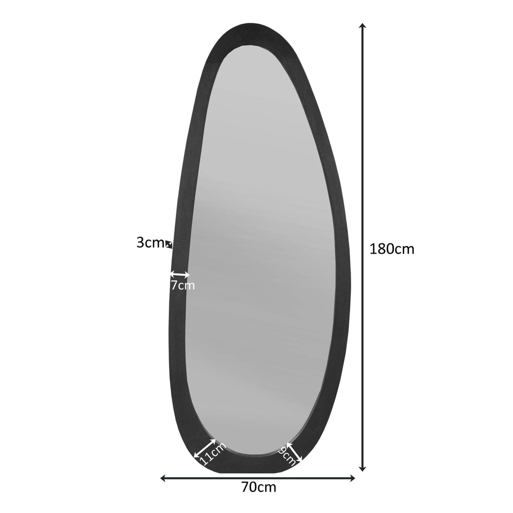 Organische spiegel Lou zwart mangohout 180 cm