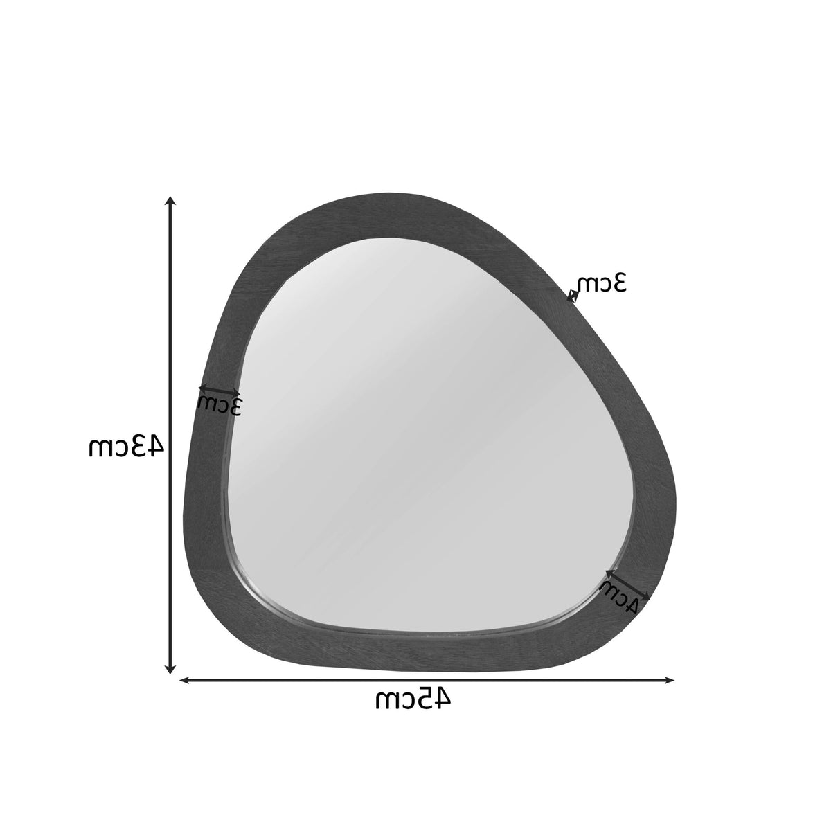 Organische spiegel Lou zwart mangohout 43 cm