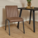 Eetkamerstoel Tivoli | Bull Brown Eco-leer | Mat zwart