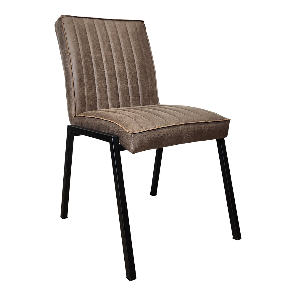 Eetkamerstoel Tivoli | Bull Brown Eco-leer | Mat zwart