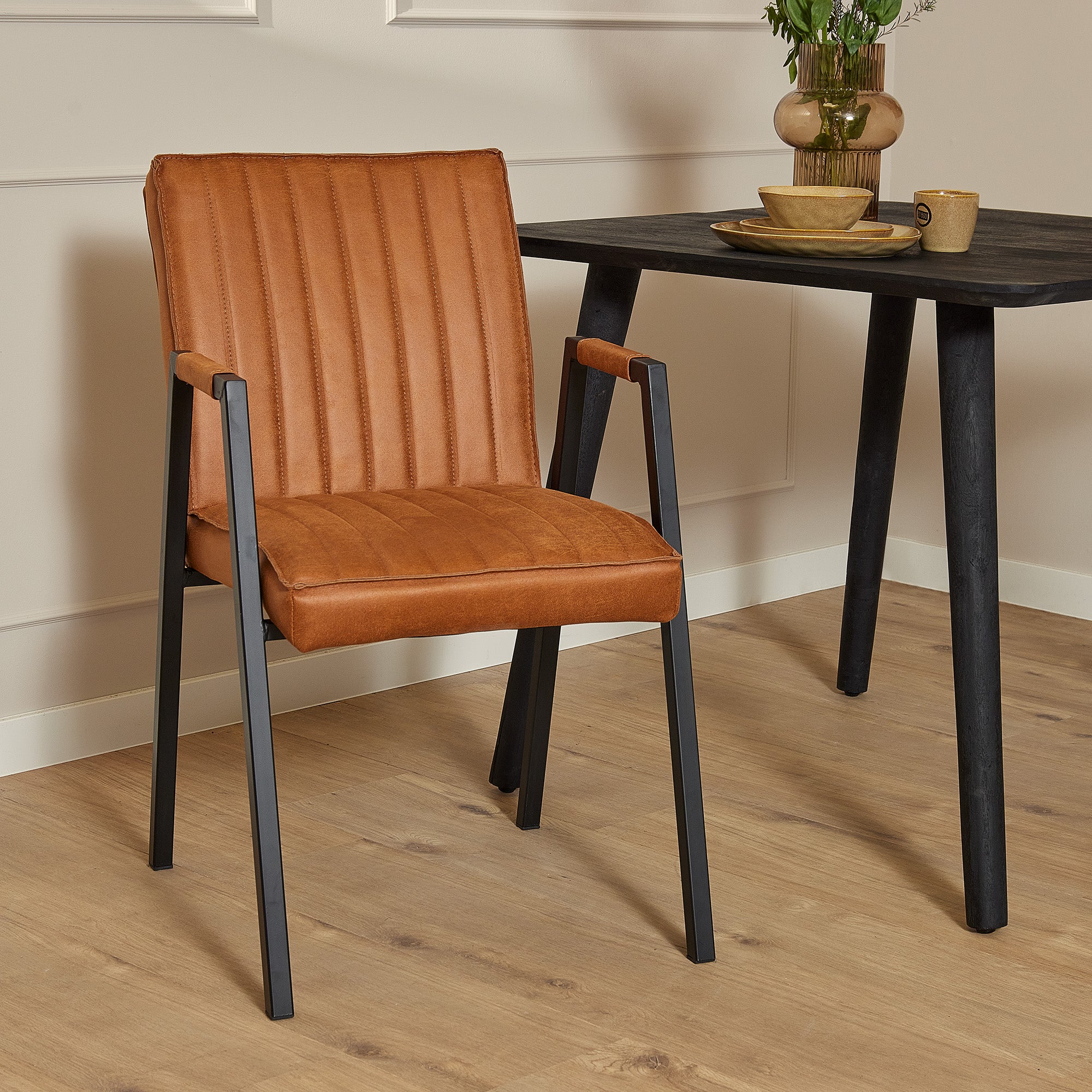 Eetkamerstoel Tivoli | Bull Cognac Eco Leer | Set van 2