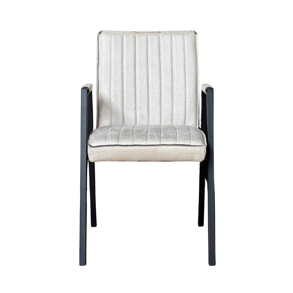 Eetkamerstoel Tivoli | Leer | Beige | Mat zwart