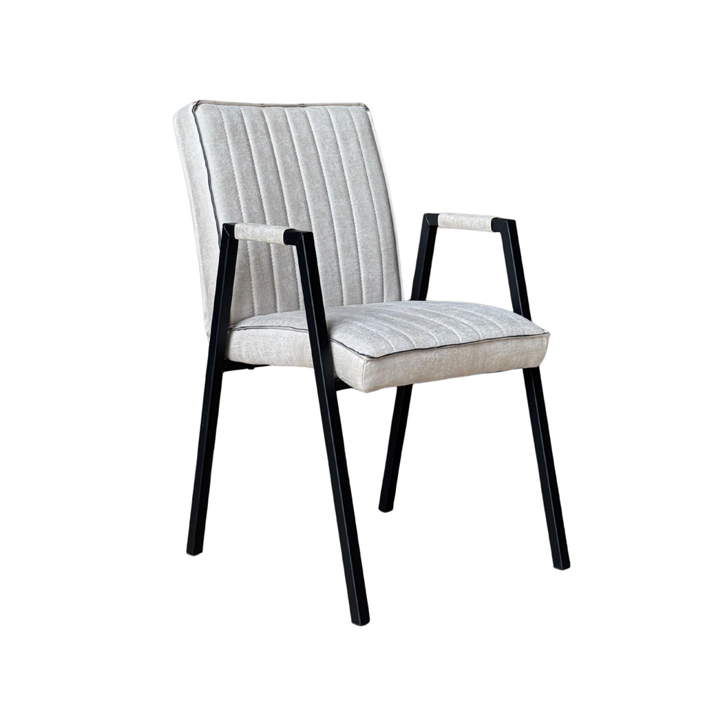 Eetkamerstoel Tivoli | Leer | Beige | Mat zwart