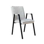 Eetkamerstoel Tivoli | Leer | Beige | Mat zwart