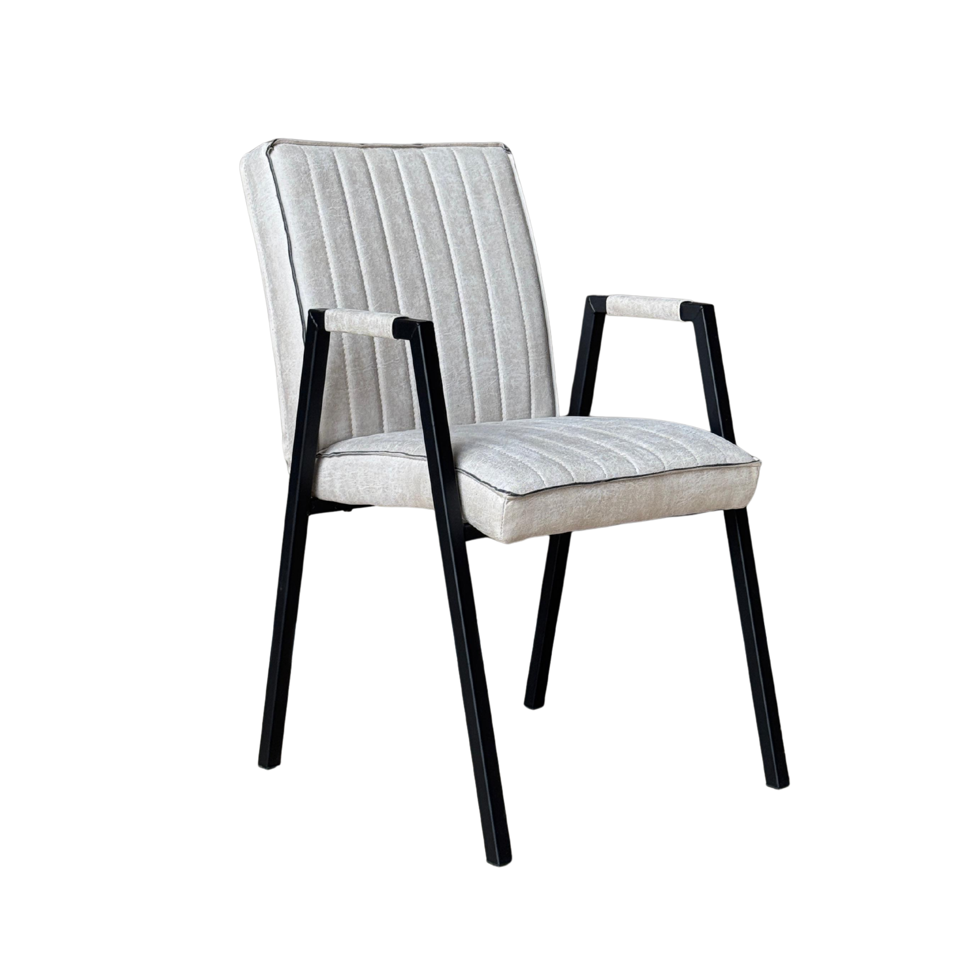 Eetkamerstoel Tivoli | Leer | Beige | Mat zwart