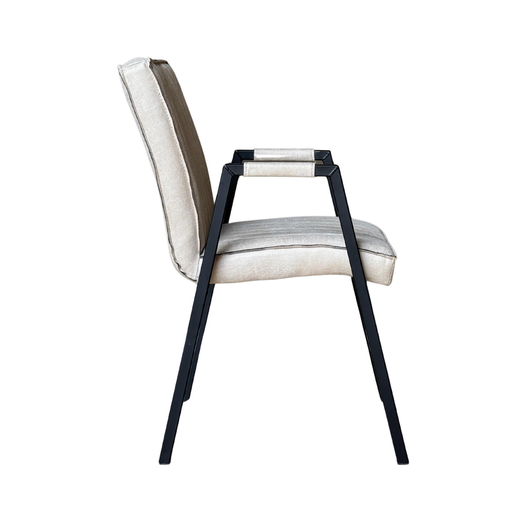Eetkamerstoel Tivoli | Leer | Beige | Mat zwart