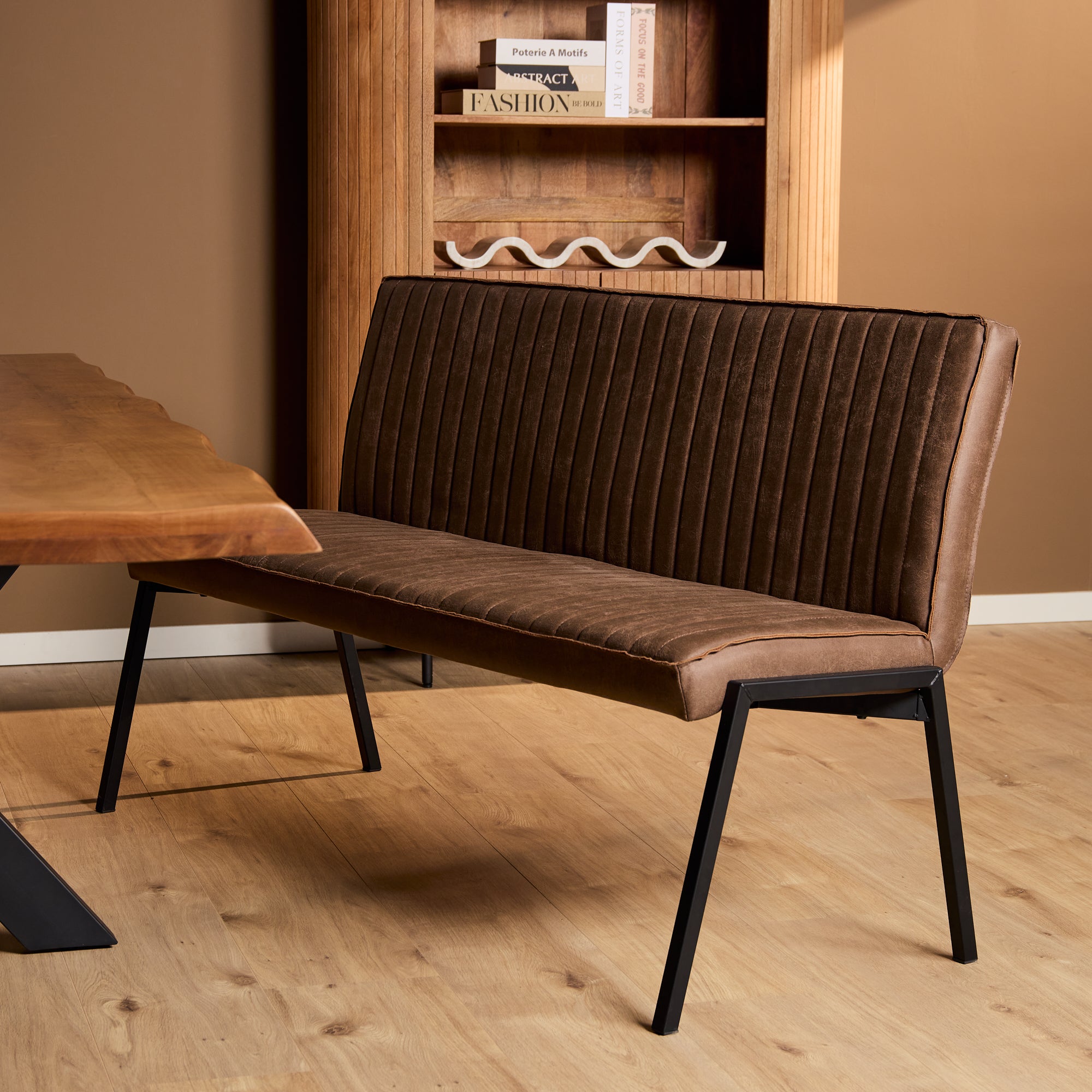 Eetkamerbank Tivoli | Eco leer | Industrieel bruin