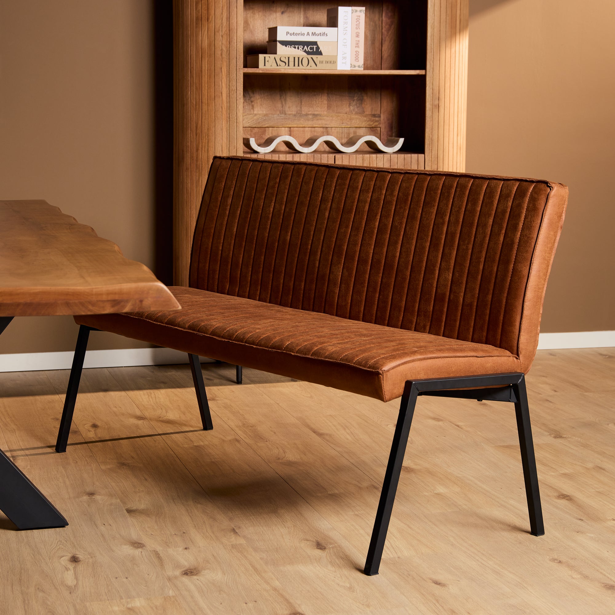 Eetkamerbank Tivoli | Eco leer | Cognac