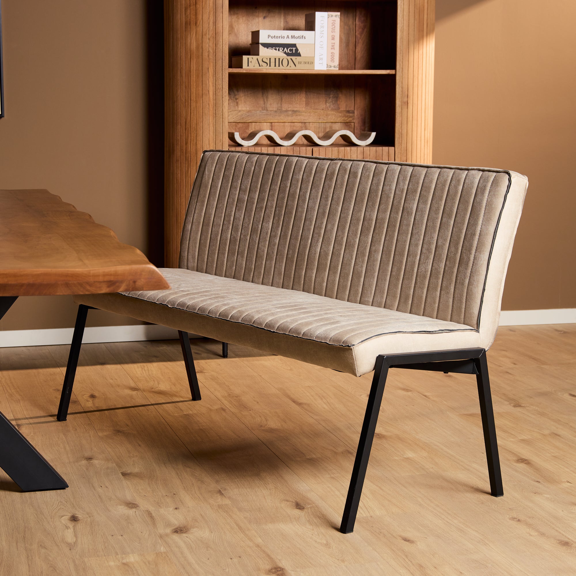 Eetkamerbank Tivoli | Beige Leer | Industriële Look