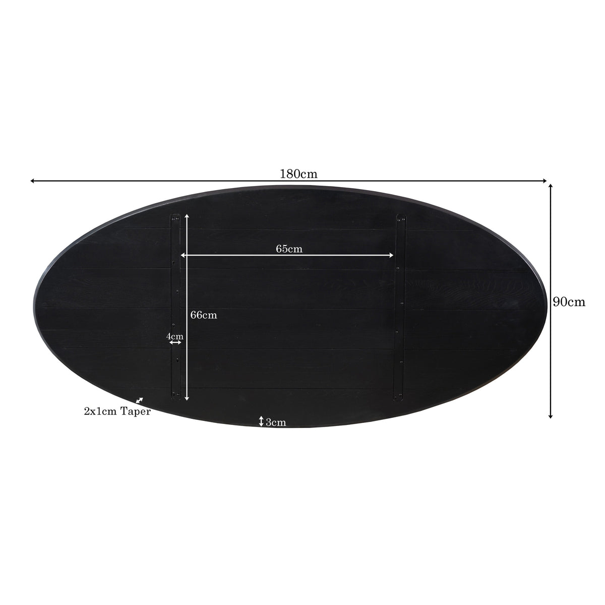 Eikenblad Ferris ovaal 180 cm zwart