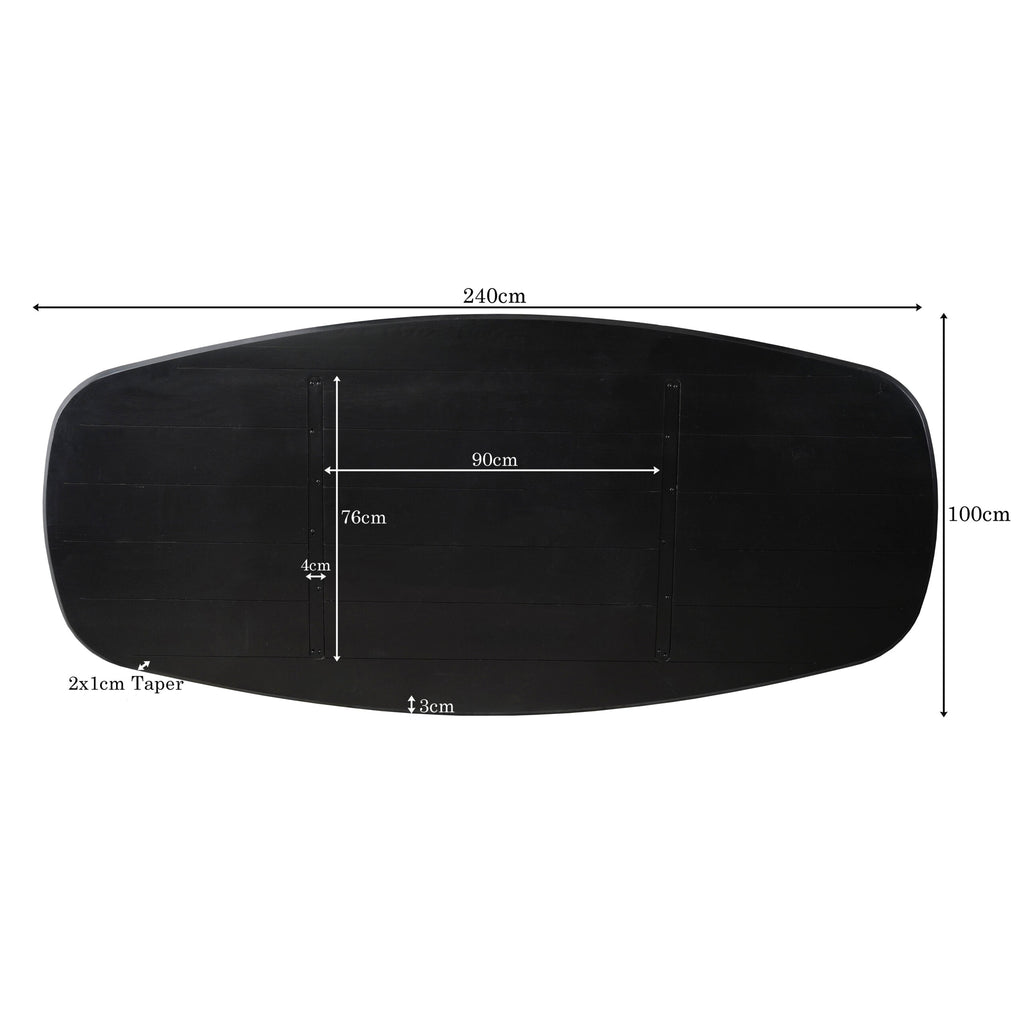 Ferris Deens eikenblad ovaal 240 cm zwart