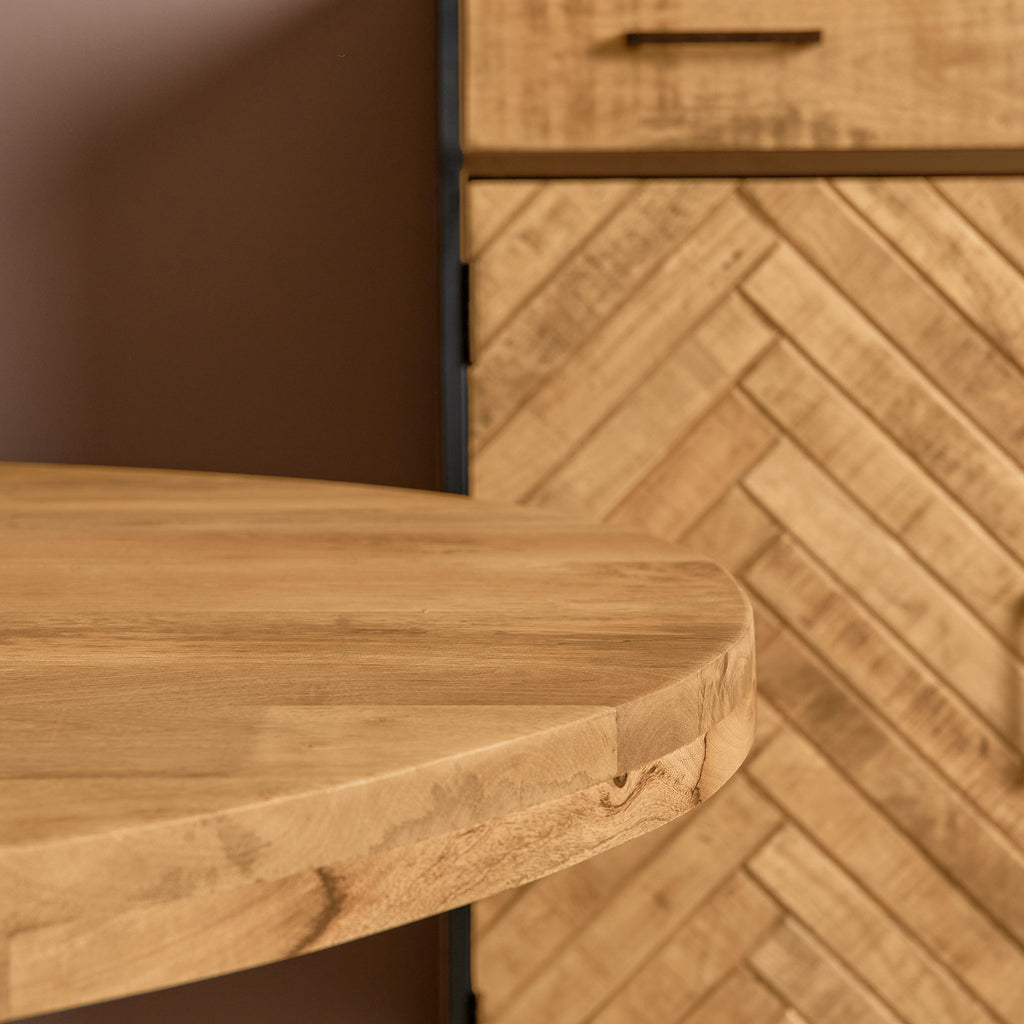 Eettafel Mangohout Ø140 | Matrixpoot Zwart
