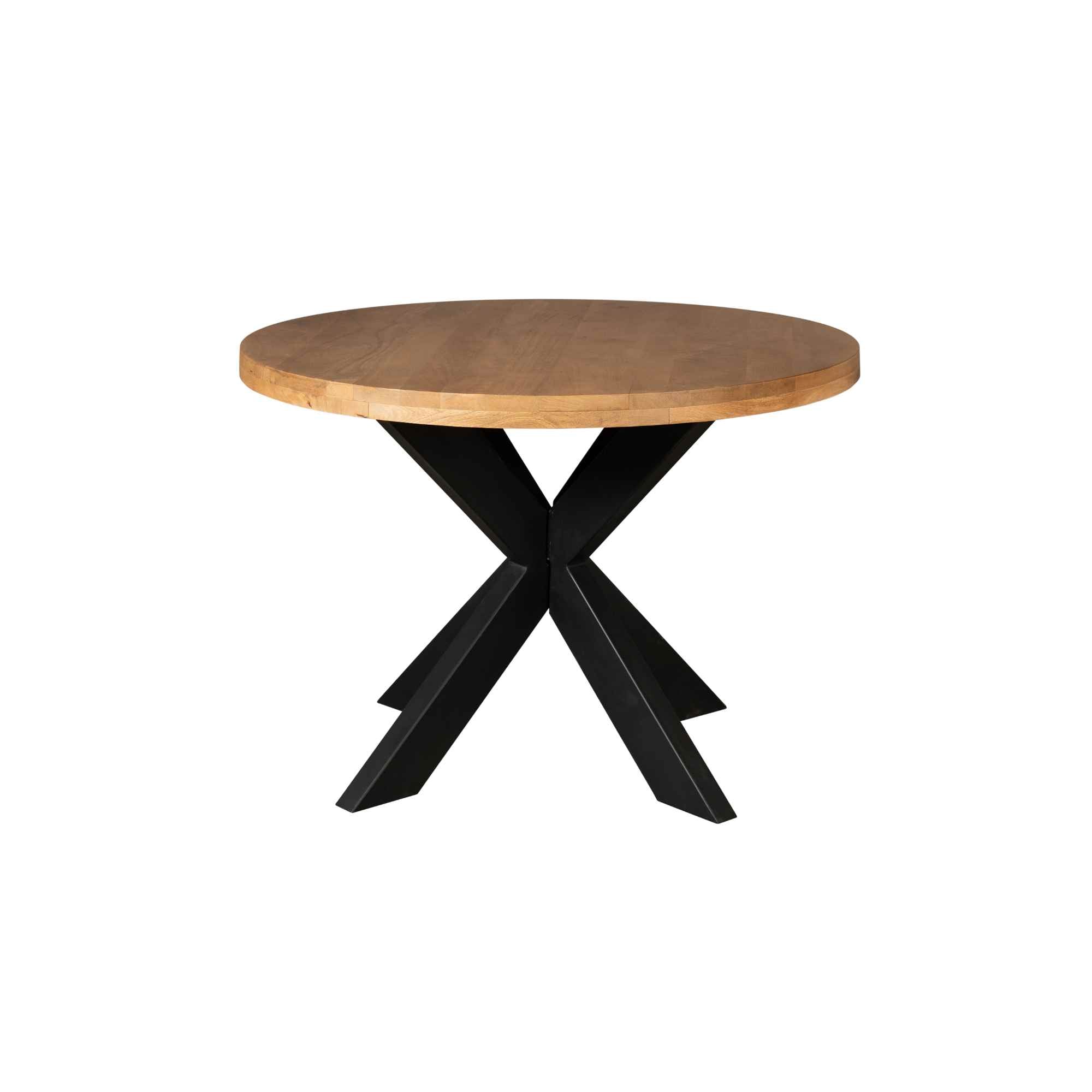 Eettafel Mangohout | Ø120 cm | Matrixpoot Zwart