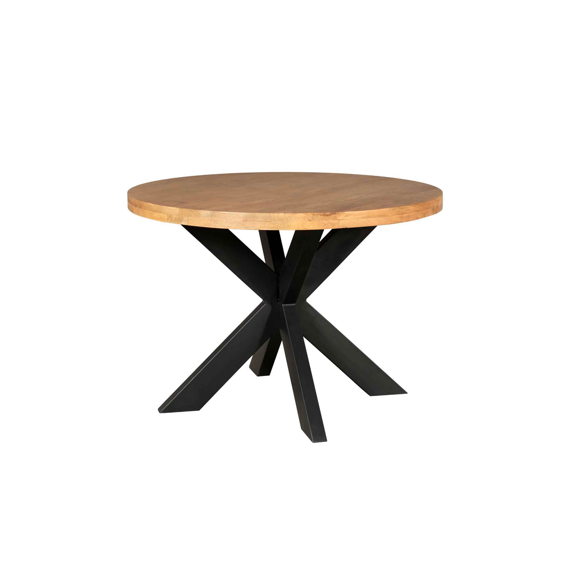 Eettafel Mangohout | Ø120 cm | Matrixpoot Zwart
