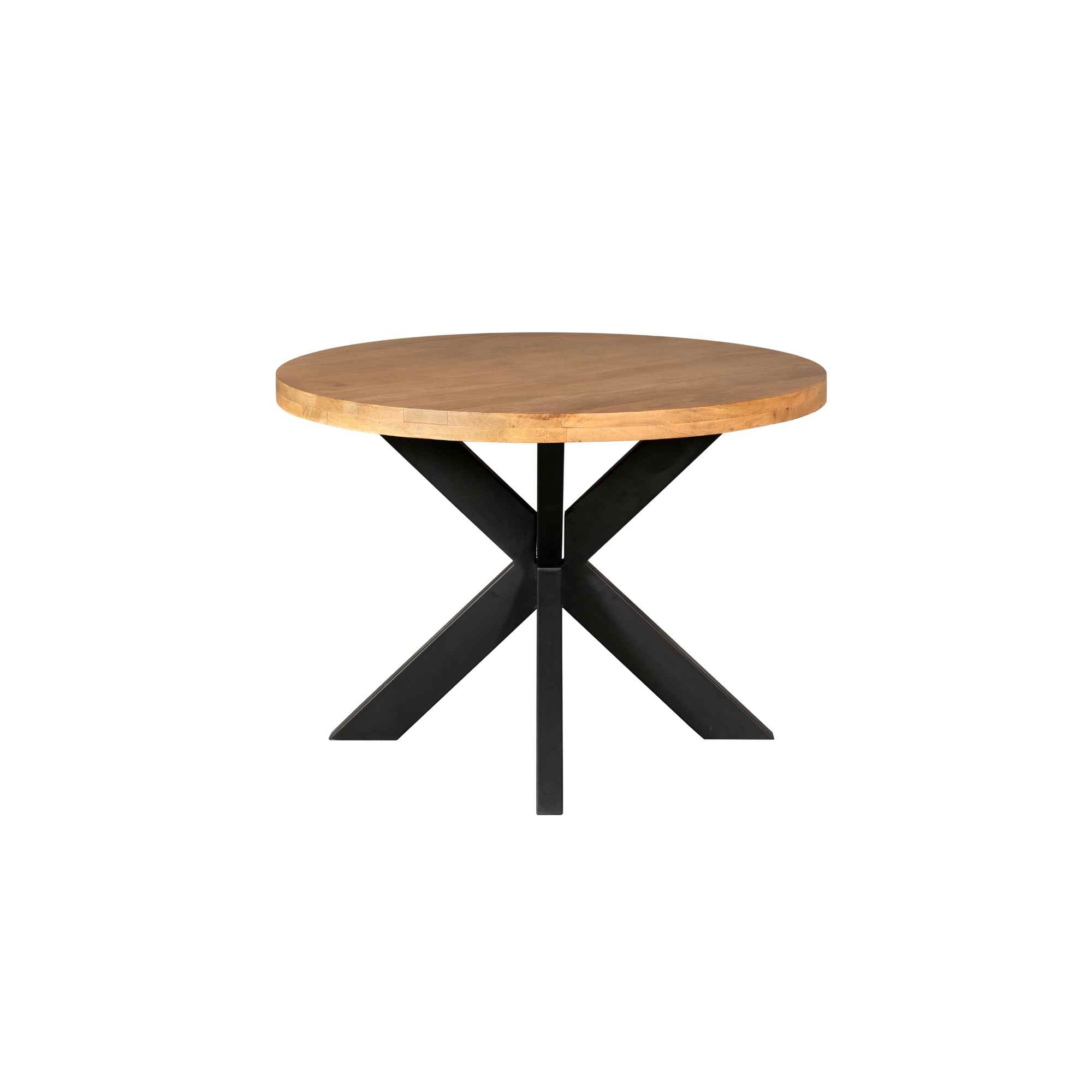 Eettafel Mangohout | Ø120 cm | Matrixpoot Zwart
