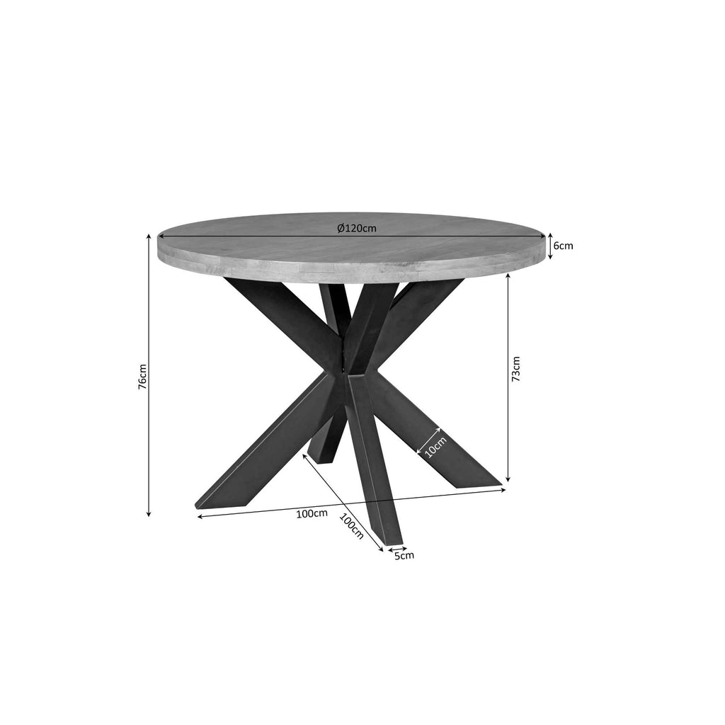 Eettafel Mangohout | Ø120 cm | Matrixpoot Zwart