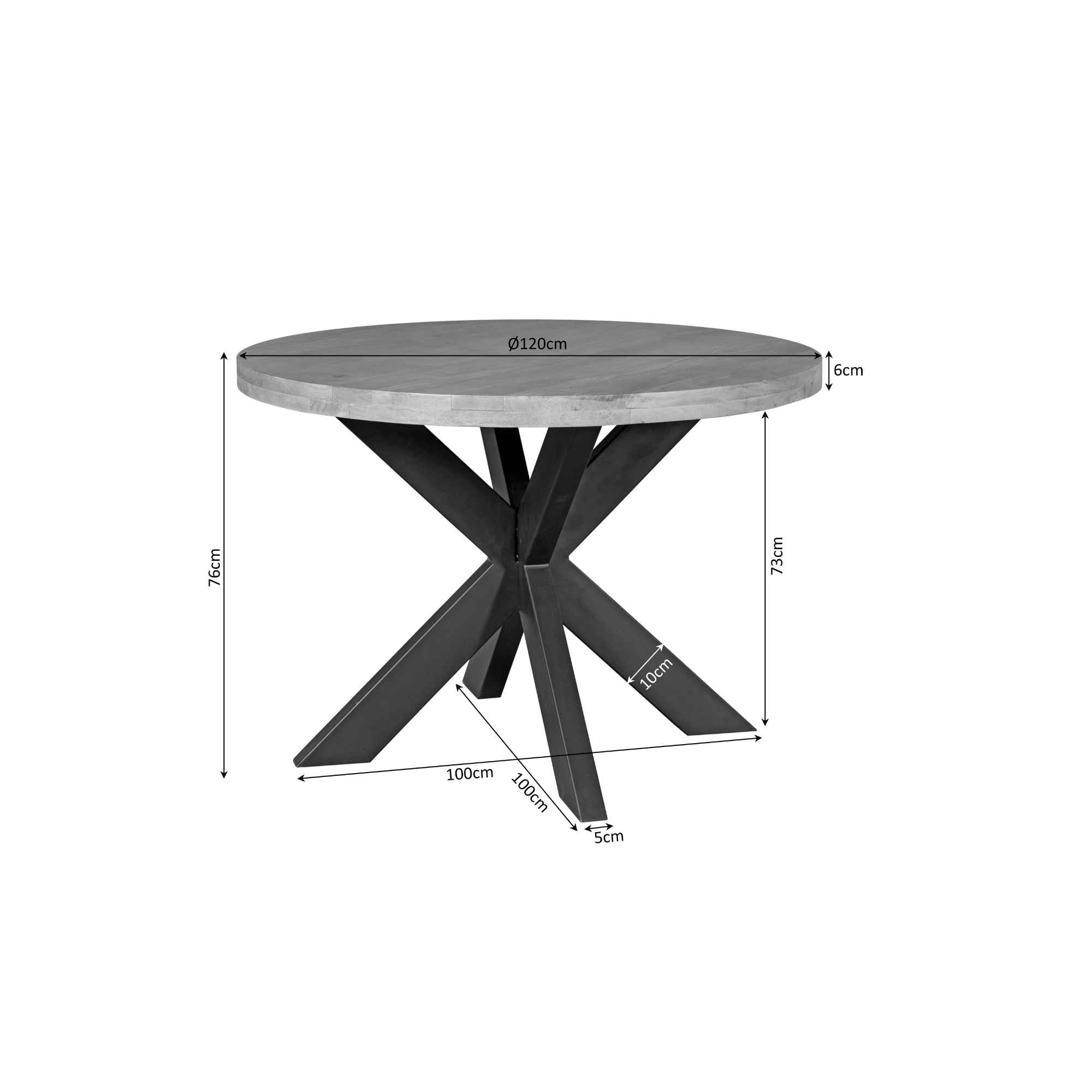 Eettafel Mangohout | Ø120 cm | Matrixpoot Zwart