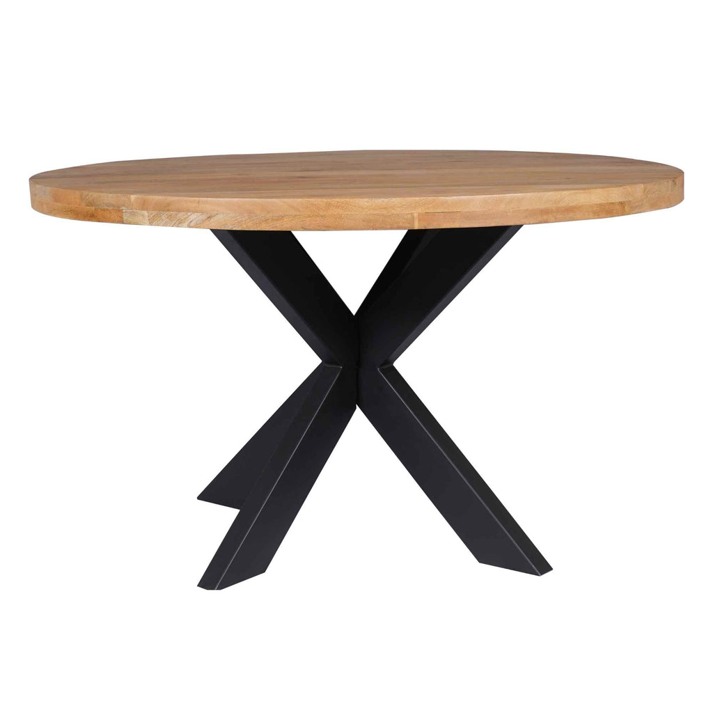 Eettafel Mangohout Ø140 | Matrixpoot Zwart