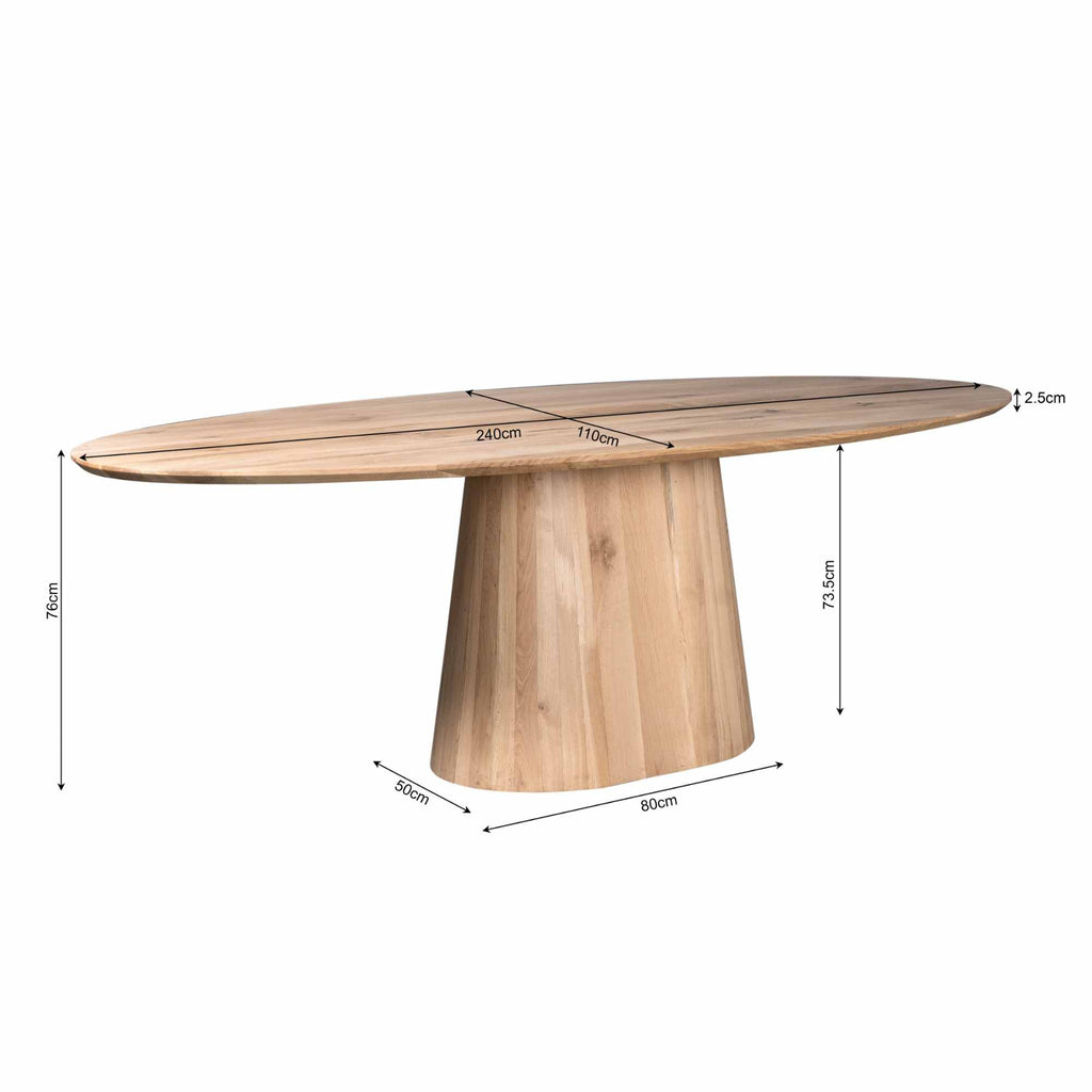 Eettafel Riga | Ovaal | Naturel eiken 240x120