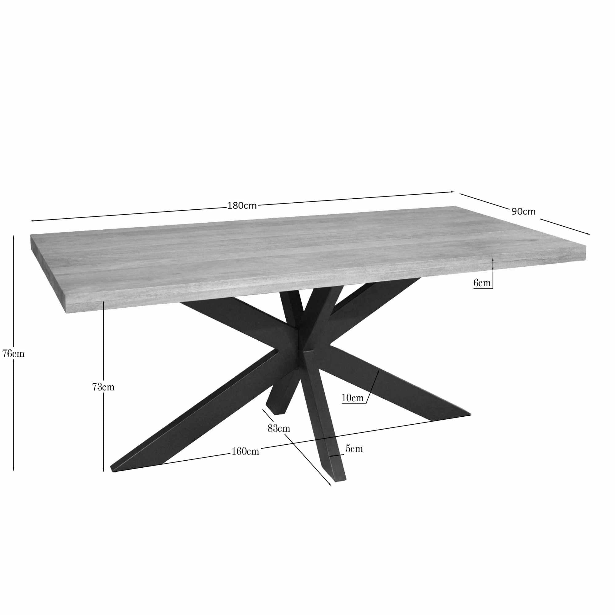 Eettafel Dakota | Rechthoek | Massief mango naturel