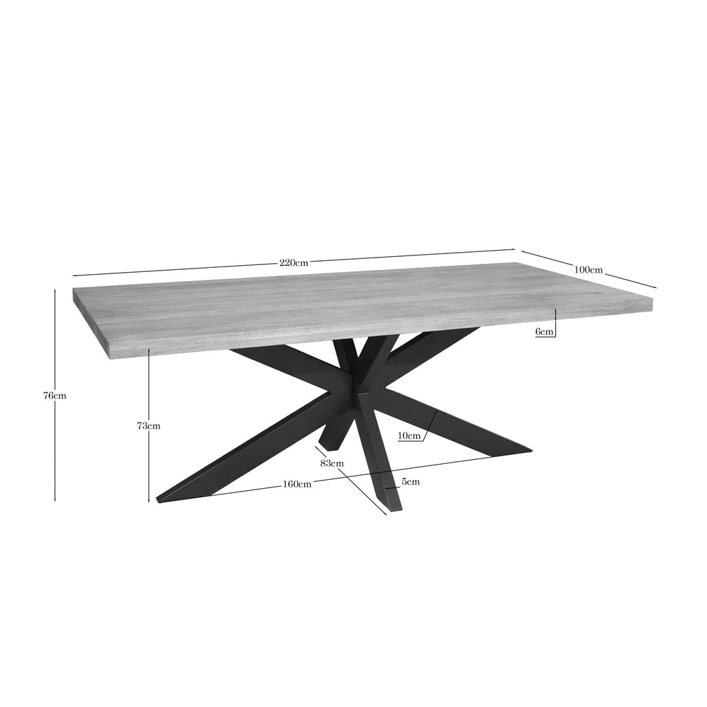 Eettafel Dakota | Rechthoekig | Massief mango licht