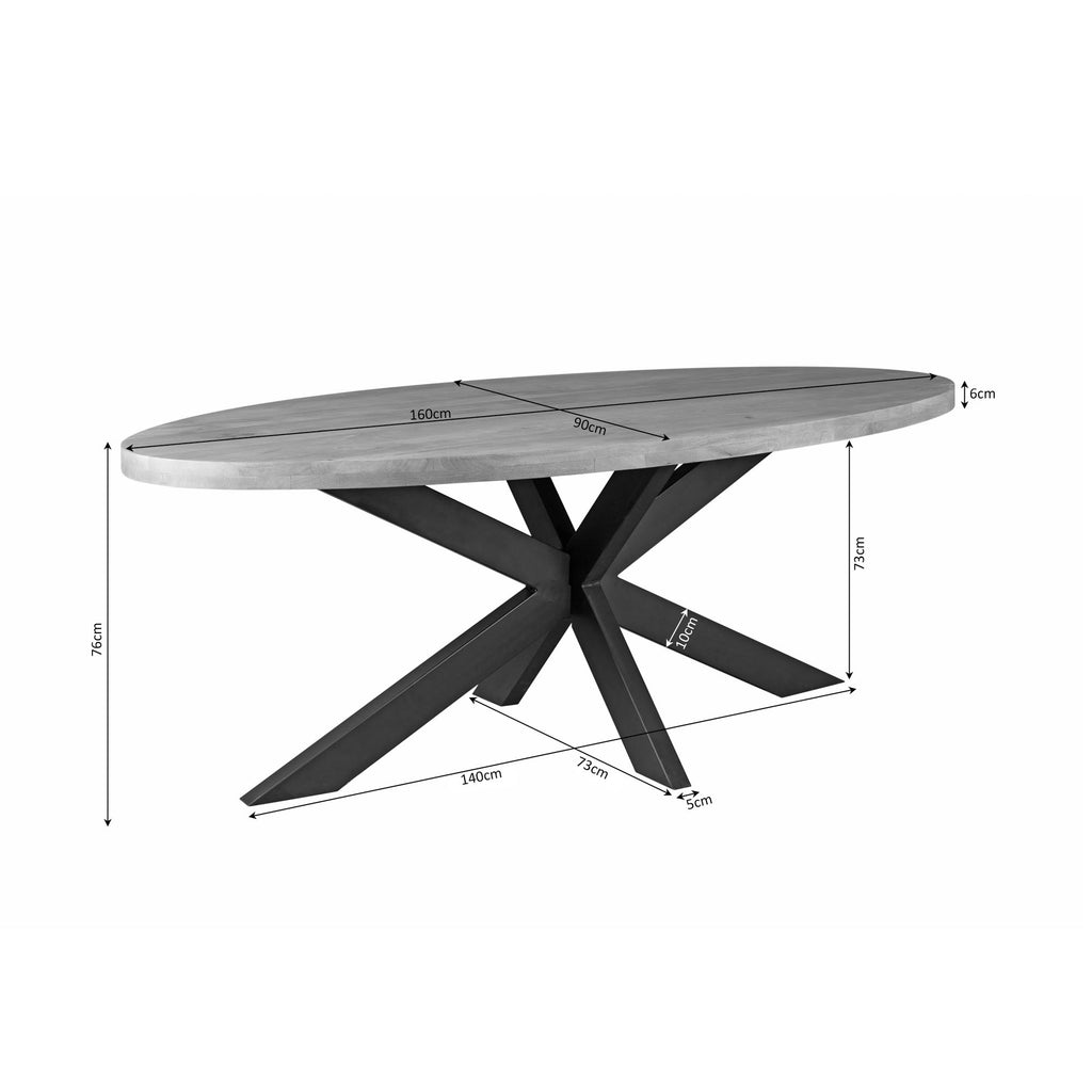 Eettafel Dakota | Ovaal | Massief mango naturel