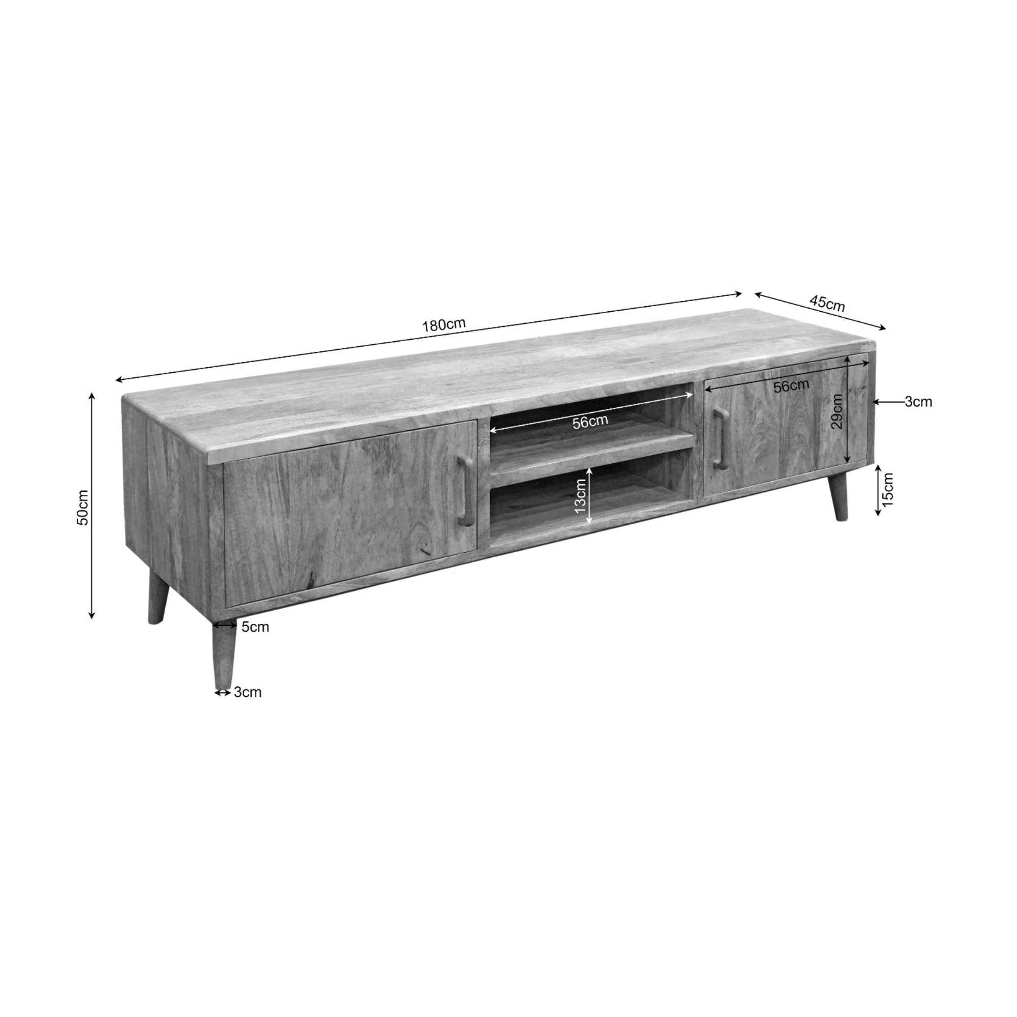Tv meubel Omaha | Mangohout | 180x45x50 cm