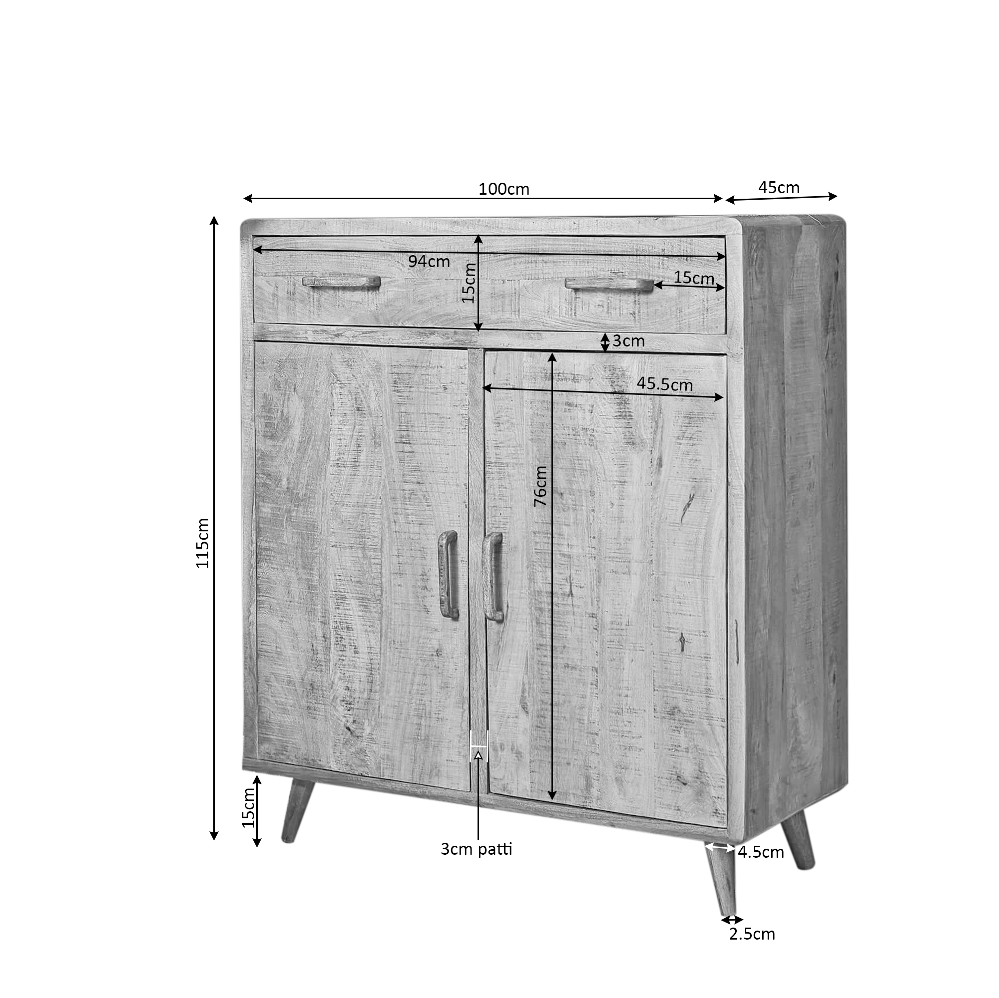 Kabinet Omaha | Mangohout | 1 Lade | 2 Deuren