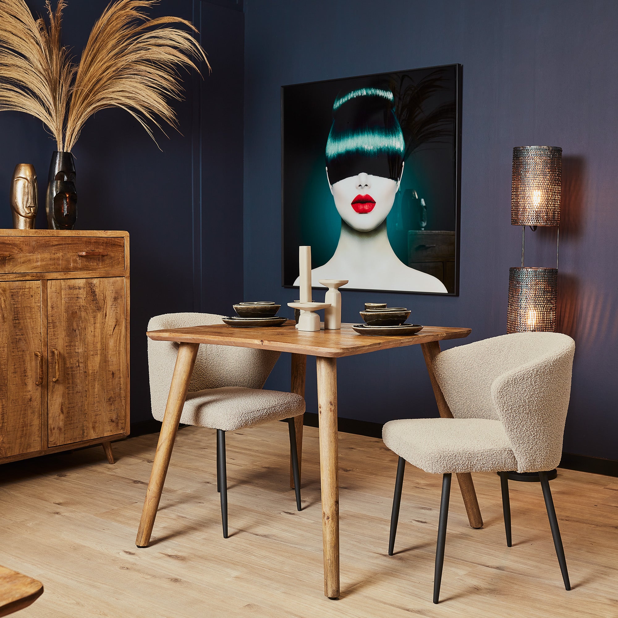 Eettafel Omaha | Ingelegd | Mangohout 90x90