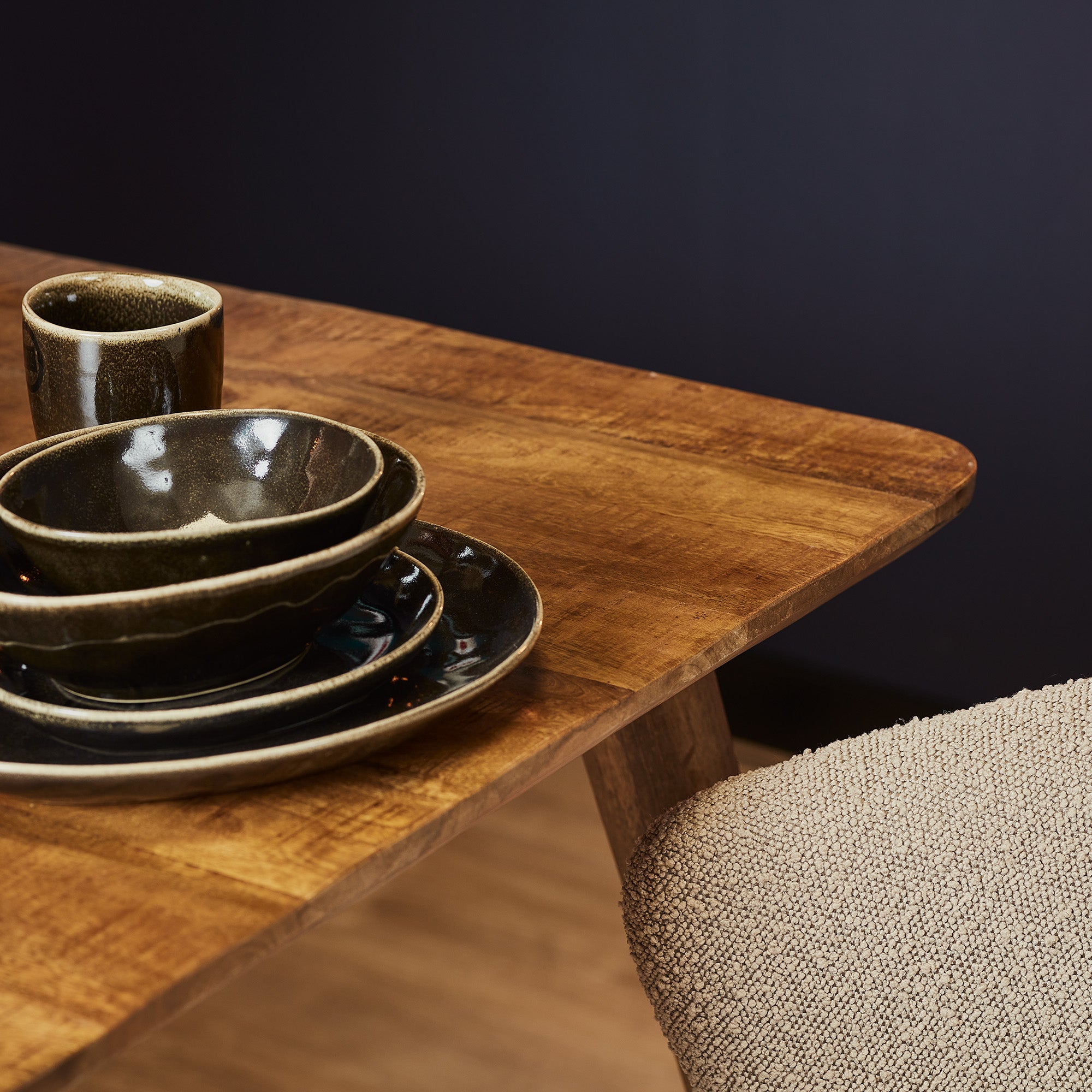Eettafel Omaha | Ingelegd | Mangohout 90x90
