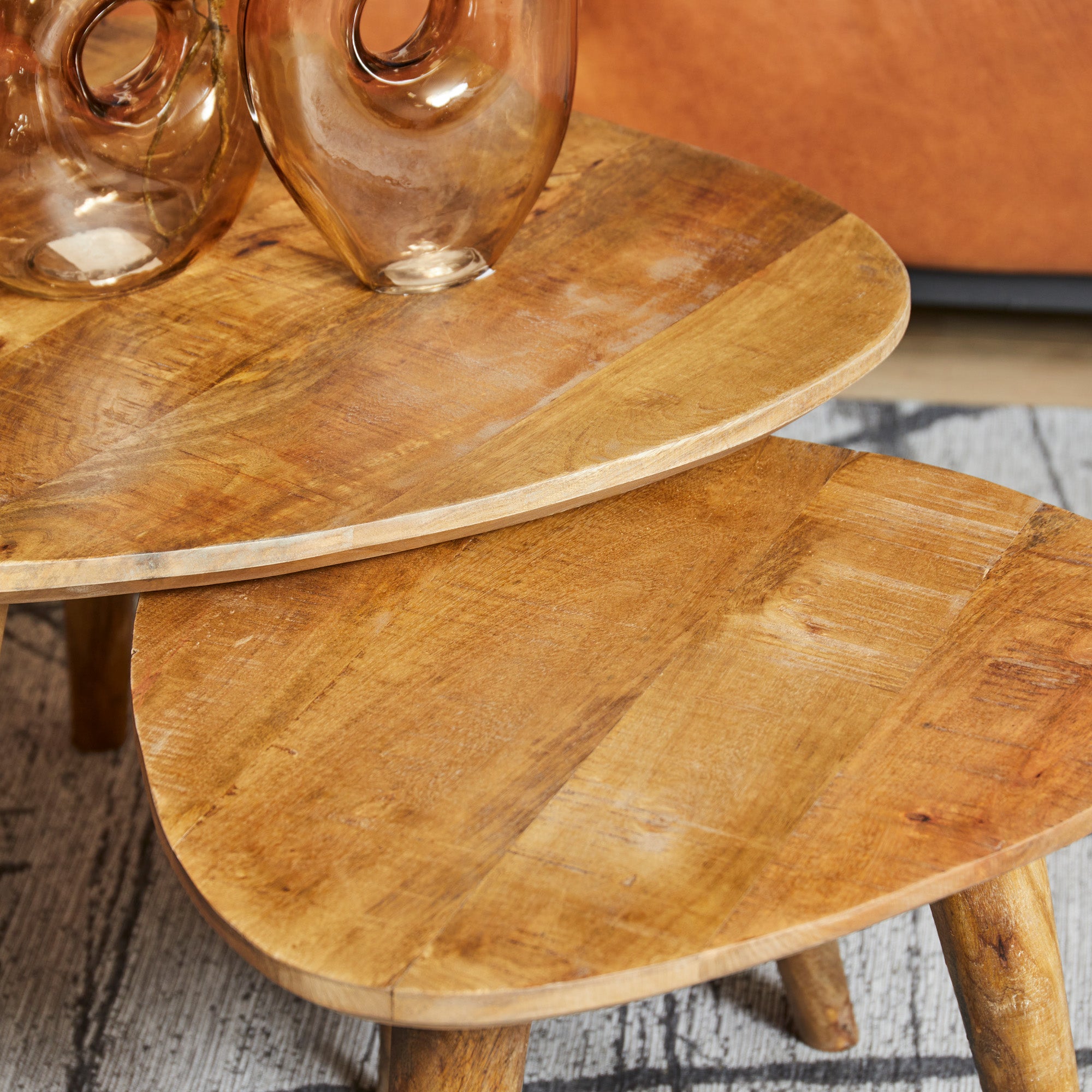 Salontafel Omaha | Set van 2 | Mangohout Driehoek