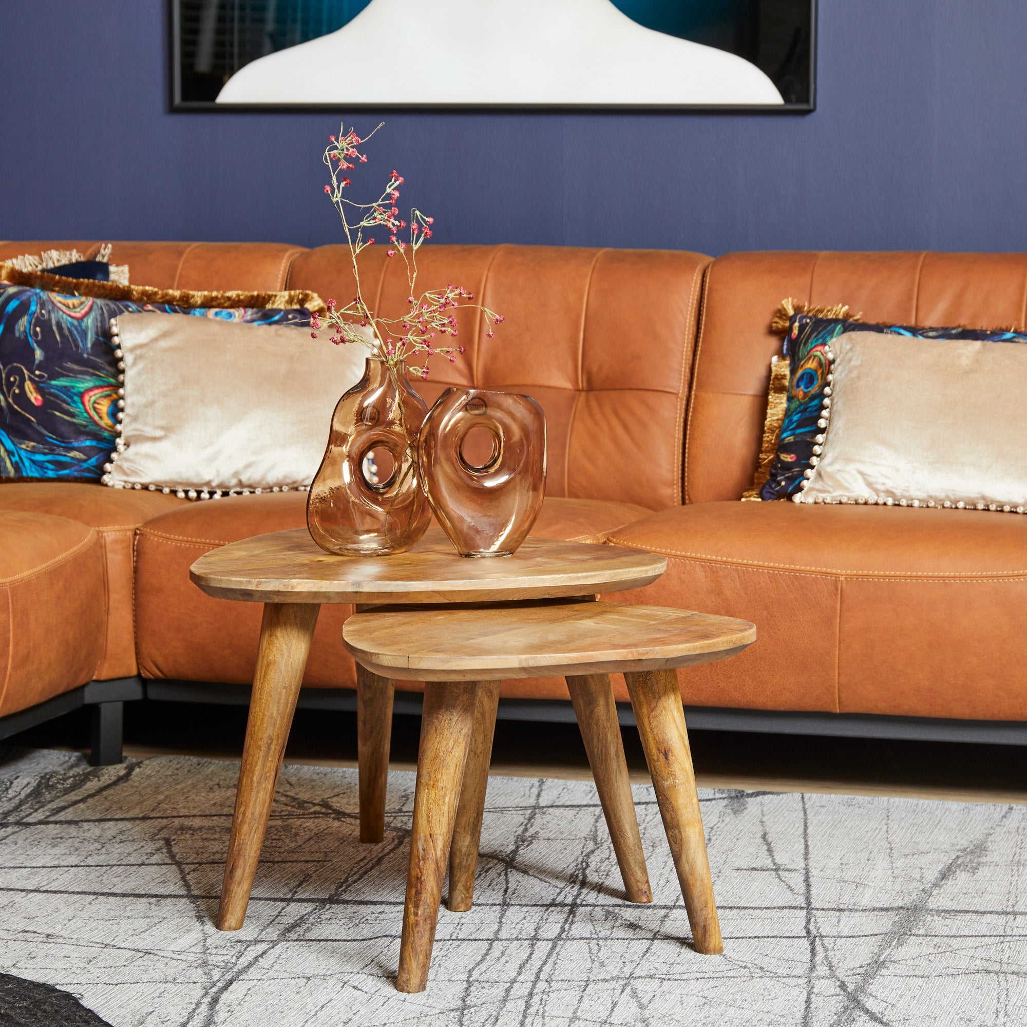 Salontafel Omaha | Set van 2 | Mangohout Driehoek
